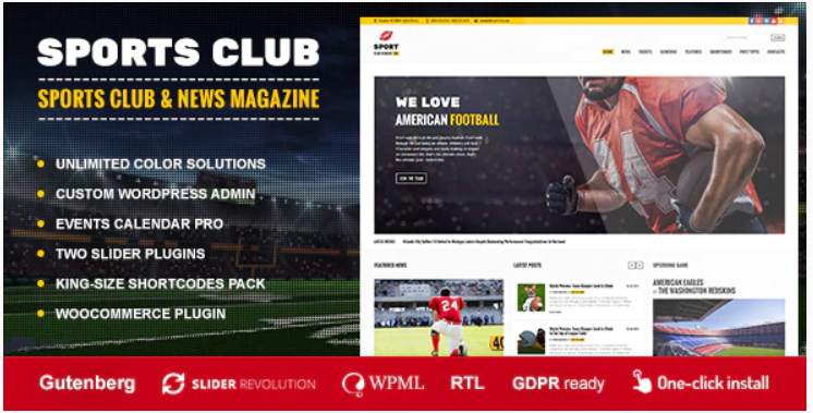 Best Sports Ecommerce WordPress Theme, Sports Club Theme