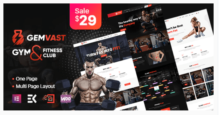 Gemvast - Gym Fitness Club Multipage, Onepage WordPress Theme
