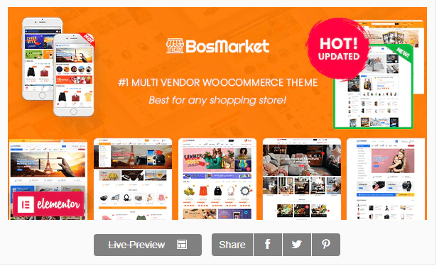 BosMarket - Flexible Multivendor Elementor WooCommerce WordPress Theme (12 Indexes + Mobile Layouts)