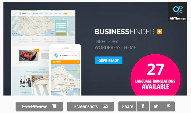 Business Finder: Directory Listing WordPress Theme