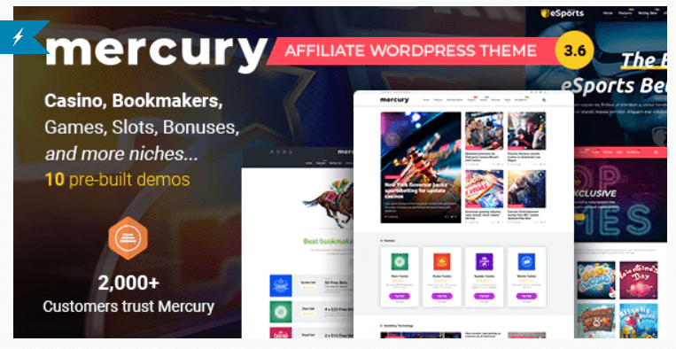 Mercury – Gambling & Casino Affiliate WordPress Theme. News & Reviews