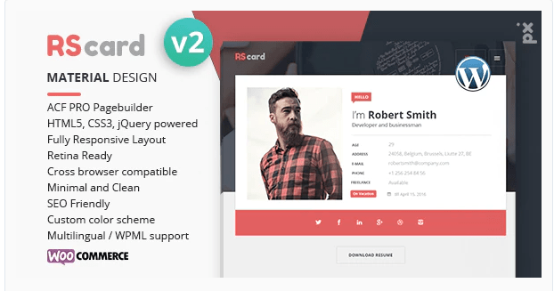 Resume, CV & vCard Theme