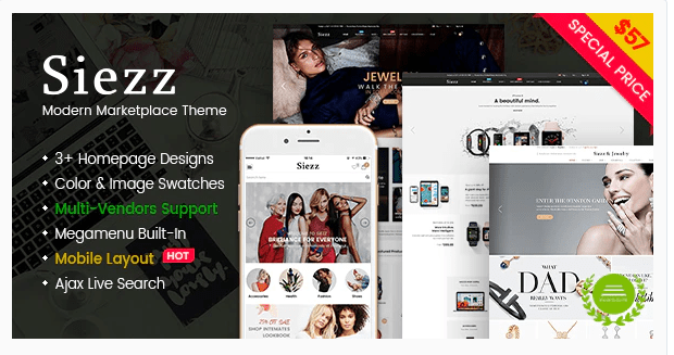 Siezz - Multi Vendor MarketPlaceWooCommerceWordPress Theme (Mobile Layout Ready)